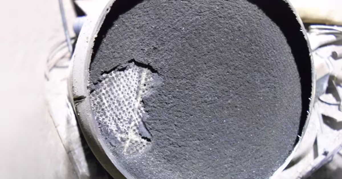 Diesel particulate filter face packed with soot and ash